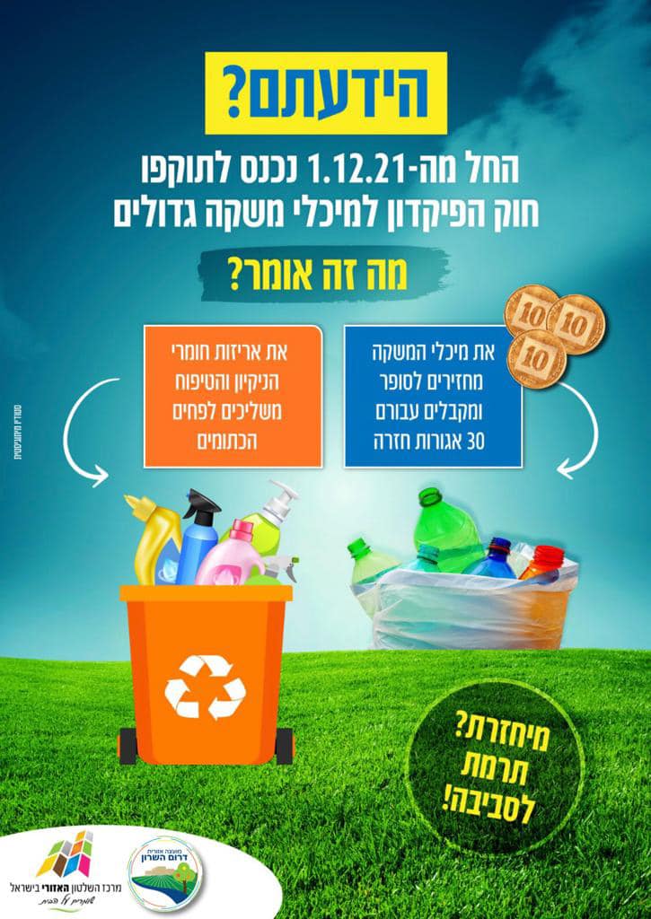 מודעה גרפית ב-1 בדצמבר חוק הפיקדון נכנס לתוקף
