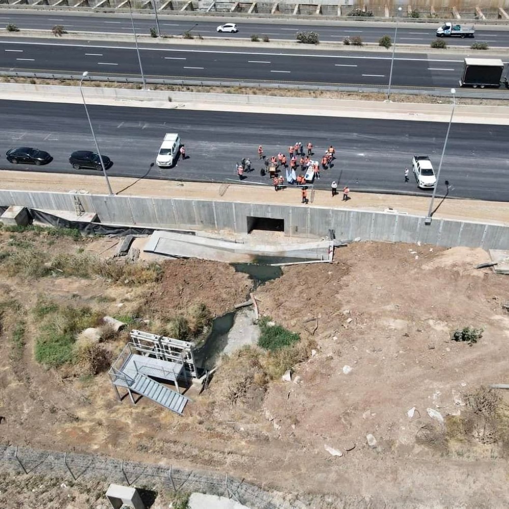 מבט מלמעלה על מתקני תפיסת הביוב החדשים בשטח המועצה