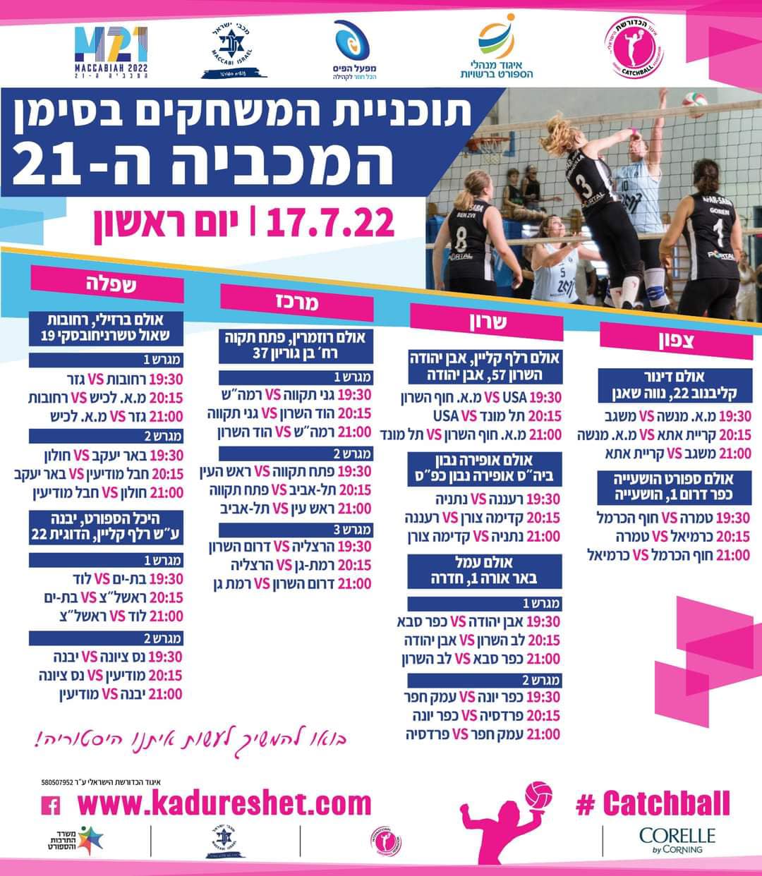 מודעה גרפית לוח המשחקים של המכביה ה21 משחקי הכדורשת