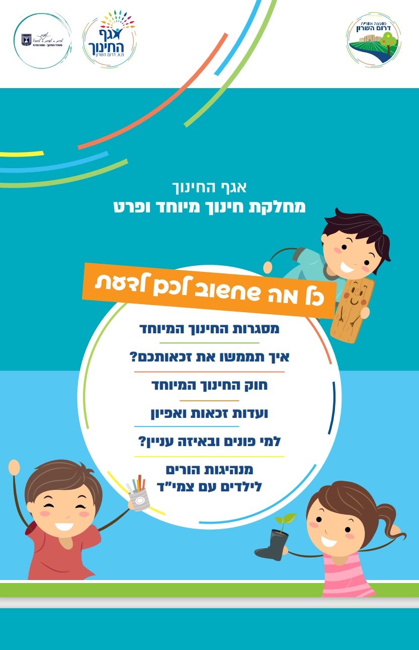 מודעה גרפית מחלקת חינוך מיוחד באגף החינוך עם כל מה שחשוב לכם לדעת